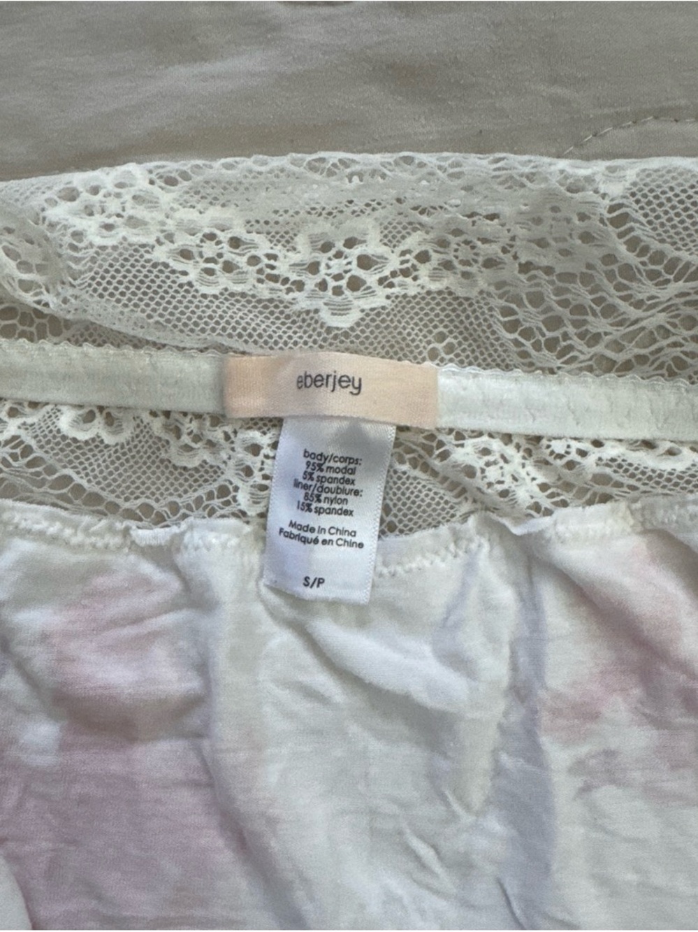 Eberjey White Chemise with Pink Floral Watercolor Print - Picture 3 of 3